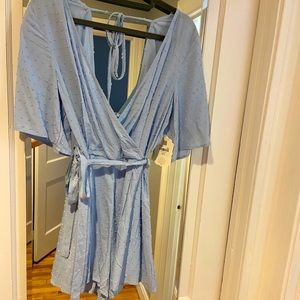 Altar’d State Light Blue Poplin Romper size small